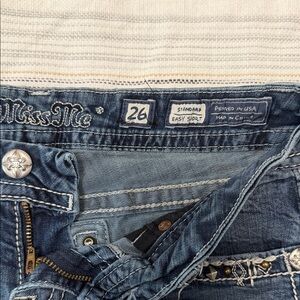 Miss Me Distressed Blue Jean shorts with Silver Accents